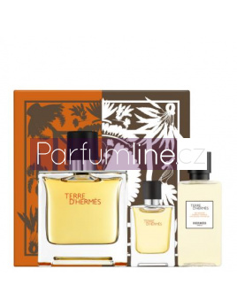 Hermes Terre D Hermes Parfum SET: Parfémovaná voda 75ml + Parfémovaná voda 5ml + Sprchovací gél 40ml