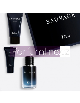 Christian Dior Sauvage, SET: Parfémovaná voda  60ml + Sprchový gél 50ml + Gél na tvár a bradu 20ml